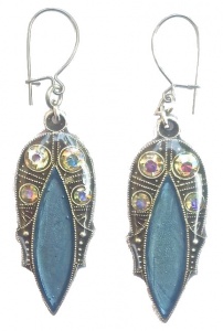 Pierre Bex Art Deco style Aurora Borealis & Blue Enamel Earrings